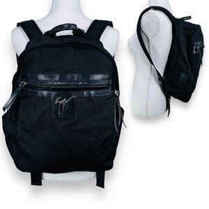 Giuseppe Zanotti Randy Technical Black + Silver Leather + Canvas Bag Backpack